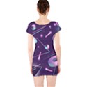 Retrowave Aesthetic vaporwave retro memphis pattern 80s design geometrical shapes futurist pink blue 3D Short Sleeve Bodycon Dress View2