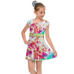 Pattern Decorated Schoolbus Tie Dye Kids  Cap Sleeve Dress by Amaryn4rt