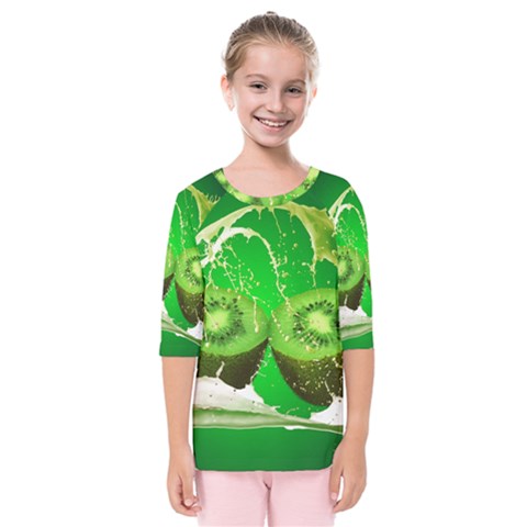 Kiwi Fruit Vitamins Healthy Cut Kids  Quarter Sleeve Raglan Tee by Amaryn4rt