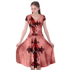 Awesome Chinese Dragon Cap Sleeve Wrap Front Dress by FantasyWorld7