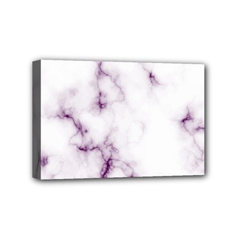 White Marble Violet Purple Veins Accents Texture Printed Floor Background Luxury Mini Canvas 6  X 4  (stretched) by genx