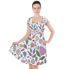 Floral Pattern Cap Sleeve Midi Dress by Valentinaart