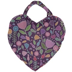 Floral Pattern Giant Heart Shaped Tote by Valentinaart