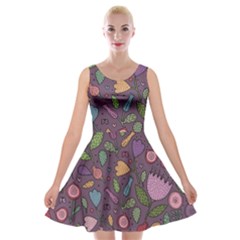 Floral Pattern Velvet Skater Dress by Valentinaart