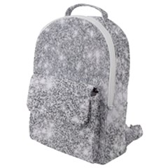 Silver And White Glitters Metallic Finish Party Texture Background Imitation Flap Pocket Backpack (small) by genx