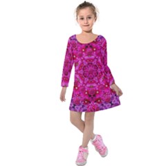 Flower Suprise To Love And Enjoy Kids  Long Sleeve Velvet Dress by pepitasart