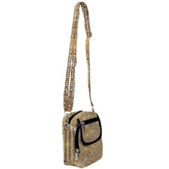 Retro Gold Glitters Golden Disco Ball Optical Illusion Shoulder Strap Belt Bag by genx