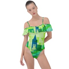 Architecture Skyline Frill Detail One Piece Swimsuit by Wegoenart