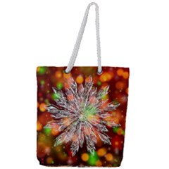 Ice Crystal Crystal Snowflake Bokeh Full Print Rope Handle Tote (large) by Wegoenart