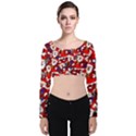 Nicholas Santa Christmas Pattern Velvet Long Sleeve Crop Top View1