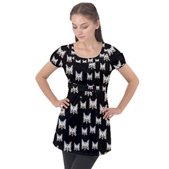 Bats In The Night Ornate Puff Sleeve Tunic Top by pepitasart