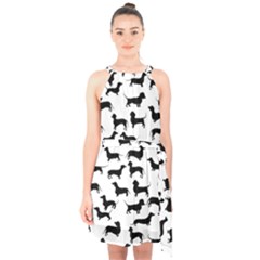 Dachshunds! Halter Collar Waist Tie Chiffon Dress by ZeeBee