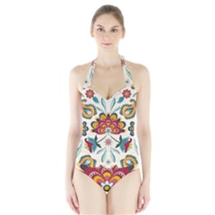 Baatik Print  Halter Swimsuit by designsbymallika