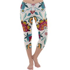 Baatik Print  Capri Yoga Leggings by designsbymallika