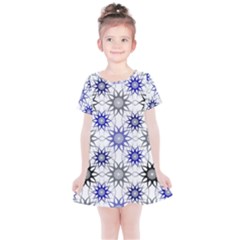 Pearl Pattern Floral Design Art Digital Seamless Blue Black Kids  Simple Cotton Dress by Vaneshart