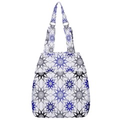 Pearl Pattern Floral Design Art Digital Seamless Blue Black Center Zip Backpack by Vaneshart