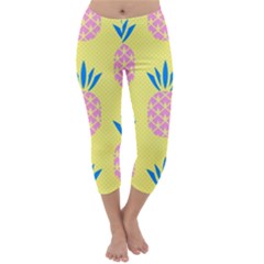 Summer Pineapple Seamless Pattern Capri Winter Leggings  by Sobalvarro