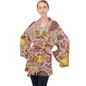 Thanksgiving Pattern Long Sleeve Velvet Kimono  View1