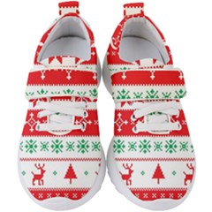 Ugly Christmas Sweater Pattern Kids  Velcro Strap Shoes by Sobalvarro