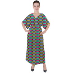 Seamless Tile Pattern V-neck Boho Style Maxi Dress by HermanTelo