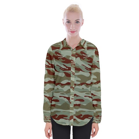 Brown And Green Camo Womens Long Sleeve Shirt by McCallaCoultureArmyShop