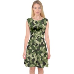 Dark Green Camouflage Army Capsleeve Midi Dress by McCallaCoultureArmyShop