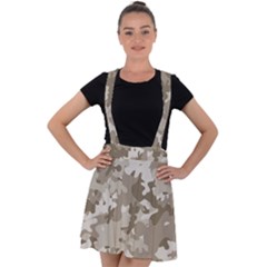 Tan Army Camouflage Velvet Suspender Skater Skirt by mccallacoulture