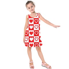 Background Card Checker Chequered Kids  Sleeveless Dress by Sapixe