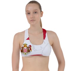 Monaco Country Europe Flag Borders Criss Cross Racerback Sports Bra by Sapixe