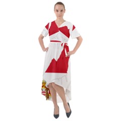 Monaco Country Europe Flag Borders Front Wrap High Low Dress by Sapixe