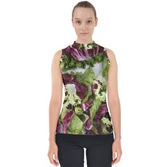 Salad Lettuce Vegetable Mock Neck Shell Top by Sapixe