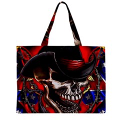 Confederate Flag Usa America United States Csa Civil War Rebel Dixie Military Poster Skull Zipper Mini Tote Bag by Sapixe