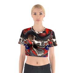 Confederate Flag Usa America United States Csa Civil War Rebel Dixie Military Poster Skull Cotton Crop Top by Sapixe