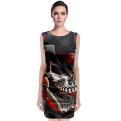 Confederate Flag Usa America United States Csa Civil War Rebel Dixie Military Poster Skull Classic Sleeveless Midi Dress by Sapixe