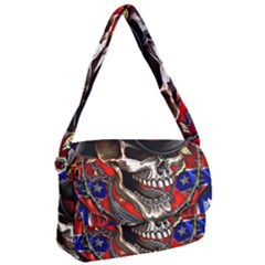 Confederate Flag Usa America United States Csa Civil War Rebel Dixie Military Poster Skull Courier Bag by Sapixe