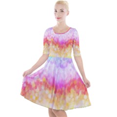 Rainbow Pontilism Background Quarter Sleeve A-line Dress by Sapixe