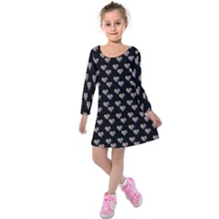 Patchwork Heart Black Kids  Long Sleeve Velvet Dress by snowwhitegirl