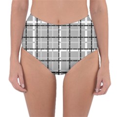 Pattern Carreaux Noir/gris Reversible High-waist Bikini Bottoms by kcreatif