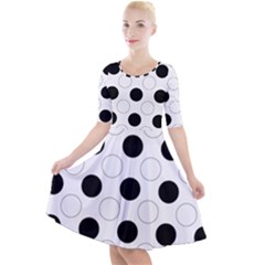 Background Dot Pattern Quarter Sleeve A-line Dress by HermanTelo