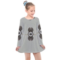 One Island Two Horizons For One Woman Kids  Long Sleeve Dress by pepitasart