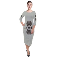 One Island Two Horizons For One Woman Quarter Sleeve Midi Velour Bodycon Dress by pepitasart