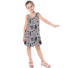 Slam Dunk Basketball Gray Kids  Sleeveless Dress by mccallacoulturesports