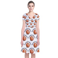 Orange Basketballs Short Sleeve Front Wrap Dress by mccallacoulturesports