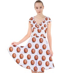 Orange Basketballs Cap Sleeve Front Wrap Midi Dress by mccallacoulturesports