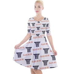 Slam Dunk Baskelball Baskets Quarter Sleeve A-line Dress by mccallacoulturesports