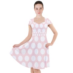 Pink And White Polka Dots Cap Sleeve Midi Dress by mccallacoulture