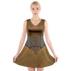 Wonderful Elephant V-neck Sleeveless Dress by FantasyWorld7