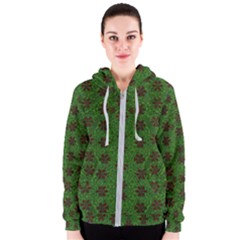 Rose Stars So Beautiful On Green Women s Zipper Hoodie by pepitasart