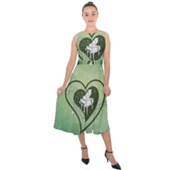 Music, Piano On A Heart Midi Tie-back Chiffon Dress by FantasyWorld7