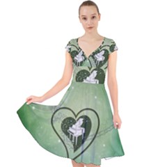 Music, Piano On A Heart Cap Sleeve Front Wrap Midi Dress by FantasyWorld7